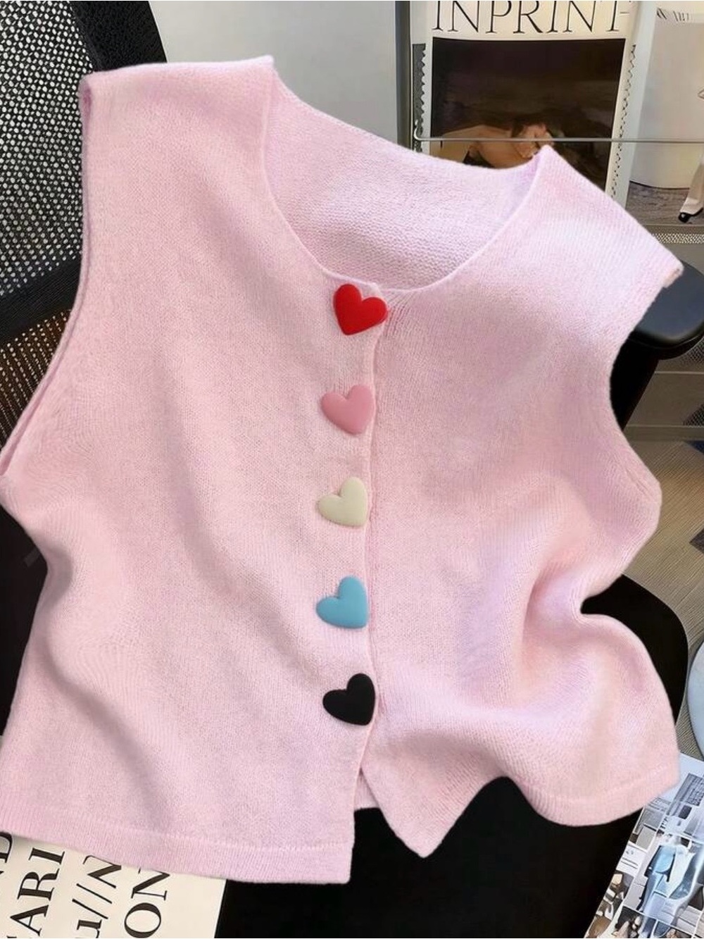 NWT Heart button sweater vest. Pit to pit 24 inches (per my tape measure)